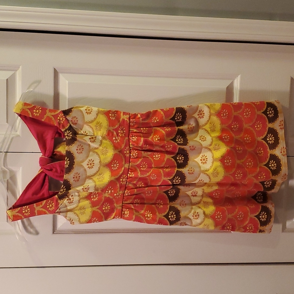 Vintage inspired boho dress cocktail dress medium bright colors date night